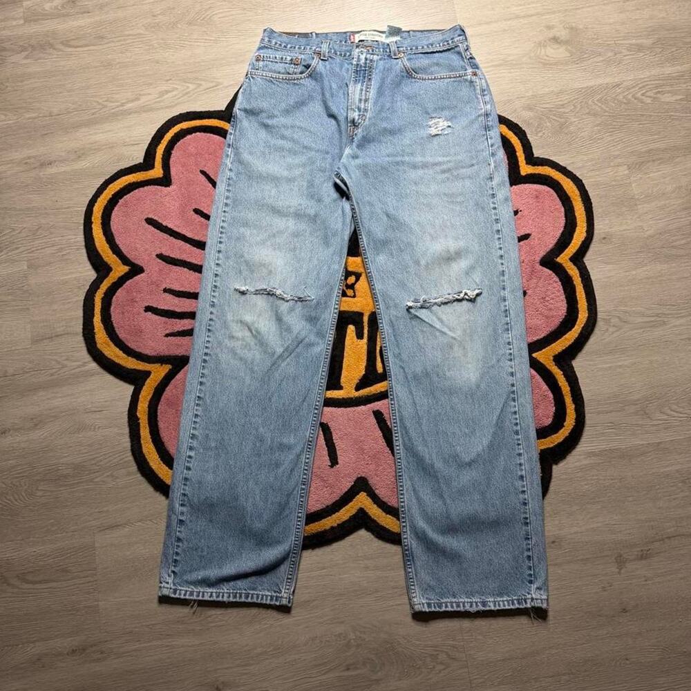 Vintage Y2K Levi’s 569 Loose Straight Fit Distressed Denim Jeans 34x36 (34x33)